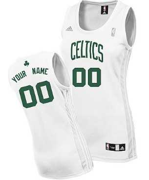 Women%27s Customized Boston Celtics White Jersey